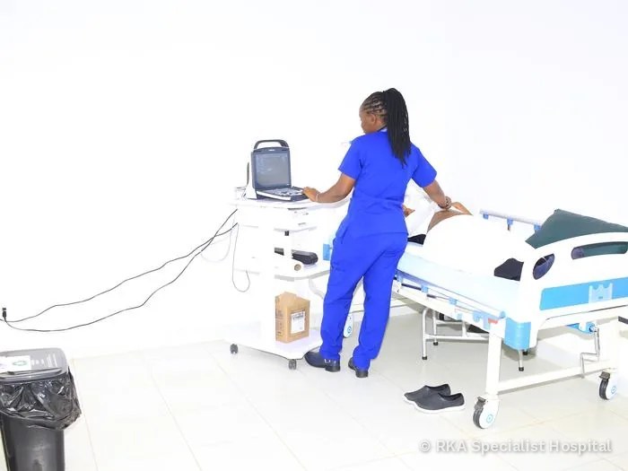 Ultrasound scan being performed at RKA Specialist Hospital
